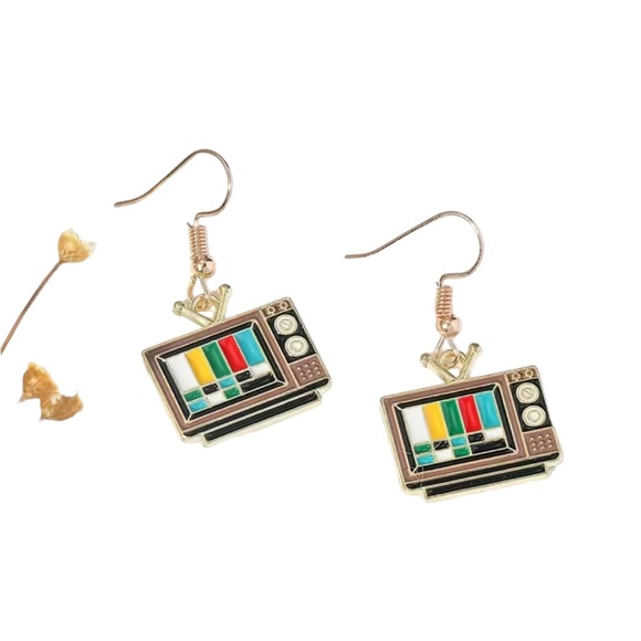 Retro Style Colorful TV Drop Earrings - Picture 2 of 6